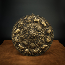 Tibetan Zodiac Zodiac Bazaar God Animal Hammer Disc Round Lima Bronze Tangka Old Bronze Tangka Wall-hung