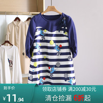 Shocking price 19 9 D series splicing striped print dress brand discount womens clothing 21 spring and summer new trend