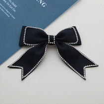 Korean version of solid color rhinestone chain bow fabric collar brooch dovetail tie ordinary yarn-dyed Joker with ornaments