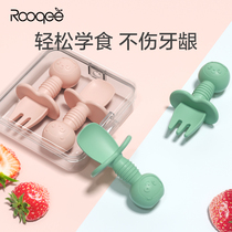 Child baby licking spoon set baby fork spoon learning to eat short handle training spoon childrens tableware supplementary food spoon
