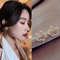 2020 stud earrings simple women small pearl earrings new trendy quality circle earrings sterling silver Korean net red