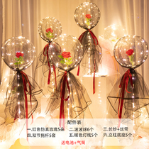 Popo Ball Rose Flowers With Lamp Mesh Red Birthday Decoration Scene Arrangement Wedding Coursemarriage Props Sue White Balloon Balloons