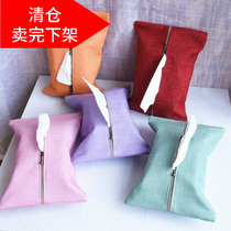ins cotton and linen paper towel cover Nordic fabric napkin paper box Car paper towel bag car paper towel charter car pumping paper box
