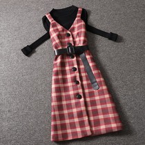 Two suits with cloth dress suit in autumn 2022 knitted shirt gradient vest dress