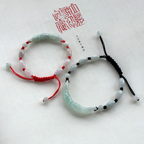 Natural A goods jade lotus root bracelet Burmese Jade hand woven Jade Huai ancient jade bracelet female rice beads