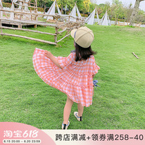Yang Mejia Childrens Clothing 2022 Summer Dress New Girl Sweet Beauty Bump Color Plaid Dress Baby Art Princess Dress