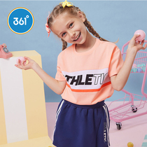 361 childrens clothing girls short sleeve knitwear half sleeve 2021 summer new T-shirt breathable fashion print sportswear