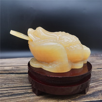 Natural Jade yellow jade Golden Toad ornaments large office home decoration shop opening gift gift handicraft