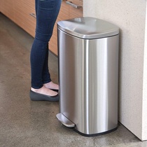 Stainless steel large capacity kitchen trash can household living room with lid high grade pedal large commercial deodorant foot