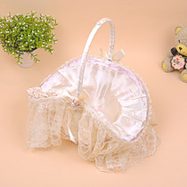 Wedding gift basket high-grade rattan woven flower girl small flower basket Petal lace Wedding storage lace fruit portable basket