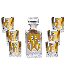 European style gold enamel crystal glass carved whiskey wine bottle set foreign wine glass wine bottle