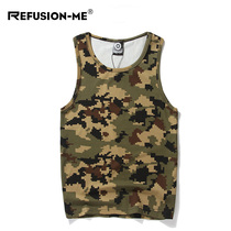 Hong Kong Chao brand Military wind camouflage vest mens large size cotton breathable undershirt with the inside trend sleeveless T-shirt