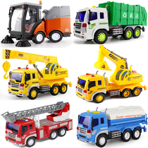 Childrens large sprinkler crane inertia engineering vehicle hook excavator truck fire truck toy boy police car