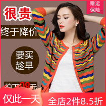 2020 Spring Autumn New Knit Outfitting Air Conditioning Shirt Thin style cardiovert woman hollowed-out big code loose short streaks jacket