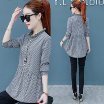 Plaid shirt womens design sense niche 2021 spring new fashion top temperament Chiffon shirt early spring section