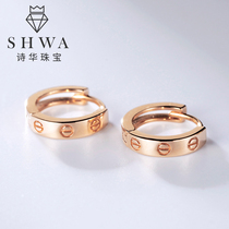 Shihua jewelry 18K rose gold earrings female love letters 18K gold earrings fashion gold earrings