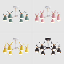 Nordic antler chandelier personality creative childrens room lamp boy girl princess living room bedroom girl Net red lighting