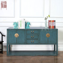 Modern minimalist solid wood New Chinese blue made old dining side cabinet Xuan Guan Cabinet Lockers Display Cabinet Hallway Partition Cabinet