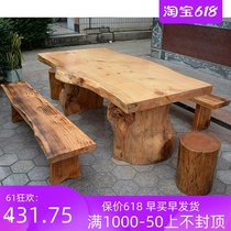 American country tea table and chair Solid wood coffee table irregular natural side tea table and chair combination Outdoor balcony tea table and chair