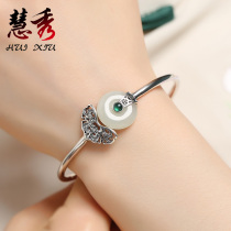 And Tanyu Ping An buckle S925 pure silver bracelet Xia Xiaocrowdopen jade Jade Bracelet Children Send mothers gift