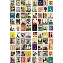 Vintage creative quality folding stamp stickers London decorative stickers Paris photo diary stickers 80 pieces