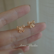 AMO bow retro advanced earrings temperament Korean earrings spring and summer sweet earrings 2021 New Tide