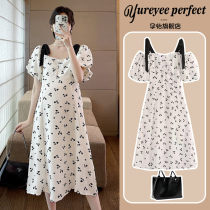 Pregnant Woman Summer Dress Dress Fashion Dress Fashion Medium Long Style Boomer Casual Snow Spinning Harness Small Subtemperament Pregnant Woman Skirt Summer