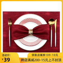 Red placemats New Year cutlery mats Western placemats cloth household Chinese table mats modern minimalist bowl mats heat insulation mats