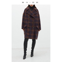 Ji fanxi's top-quality plaid wool coat with full materials. Women's small medium-length wool coat