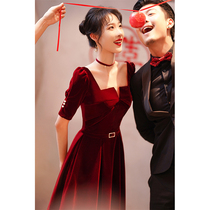 Velvet Wine Bride Toast Clothes Wedding Rely Princess can wear 2021 New engagement dress women