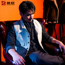Mochen leather white cowhide vest 2058