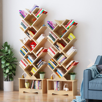 Solid wood treebook shelves landing living-room shelves Bedroom Creative Shop Windows Swing students Home bookcase Provincial space