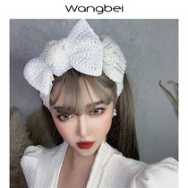 Wangbei fashionable accessories original big-name temperament superimposed bow mesh bright silk embroidery retro hair band