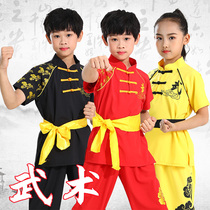 Martial arts clothing Tai Chi Chinese style training clothing boys and girls summer childrens short-sleeved summer camp training childrens performance clothing