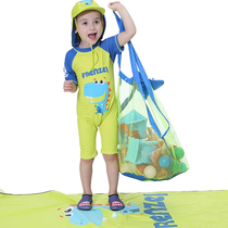 Childrens beach toy storage bag storage bag green grid storage bag blue shell collection bag big net bag