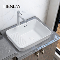 Balcony Washbasin ceramic Laundry basin with washboard Semi-embedded washbasin toilet Laundry pool onstage basin
