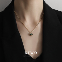 Korean fashion new kgold simple green ghost pendant necklace female ins Net Red cold wind choker gift