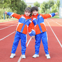 Uniforms for children in autumn and winter 1 2-3-4-5 grade primary and middle school students orange thickened three-piece movement fit the costume