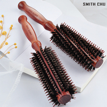 Household female cylindrical comb Pear flower head styling comb Blowing bangs hair male curly hair comb inner buckle massage rolling comb wooden comb