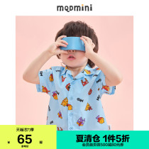 S]MQD childrens clothing mens childrens 2021 summer new male baby printing loose shirt childrens short-sleeved shirt