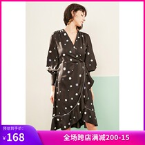 lily spring new womens retro polka dot ruffle lace printed dress 7230