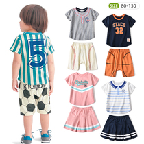 one thousand anecdots for male and female children Summer ball children suit pure cotton thin short sleeves shorts sports Two sets of babies 80-130