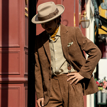 SOARIN Inron retro light core suede suit men ancient with business casual workout superior sense single western suit jacket