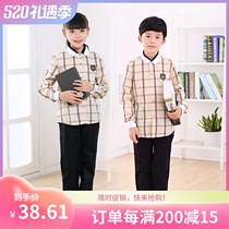 Nanning City School Uniforms Elementary School Students Spring Fall Long Sleeve Light Yellow Plaid Shirt Uniform School Uniform Version