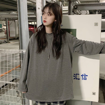 Spring Korean version ins Hong Kong style retro loose and wild bereavement department Lazy wind base long-sleeved T-shirt female student top tide