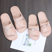 Home fabric wood floor for men and women indoor slippers couple flannel soft bottom non-slip floor heating room mute four seasons autumn and winter