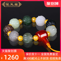 Yingyutang Xinjiang Hetian Jade hand string women Lotus beads White Jade Bracelet Mens multi-treasure Jade hand string beads