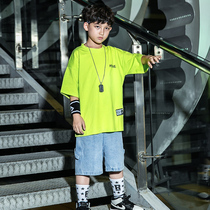 Boys hip-hop clothing childrens hiphop clothes trendy Korean short-sleeved shorts handsome hip-hop childrens hip-hop suit