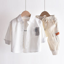 Childrens shirt men 2021 Spring and Autumn new boy shirt coat baby coat White Korean version of foreign atmosphere tide