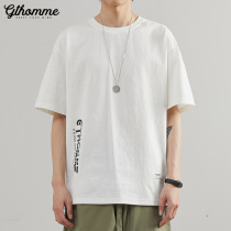2022 Summer New Men T-Shirt Short Sleeve Printed Tide Casual 100 Hitch Loose Round Collar Half Sleeve Clothing Tide Cards